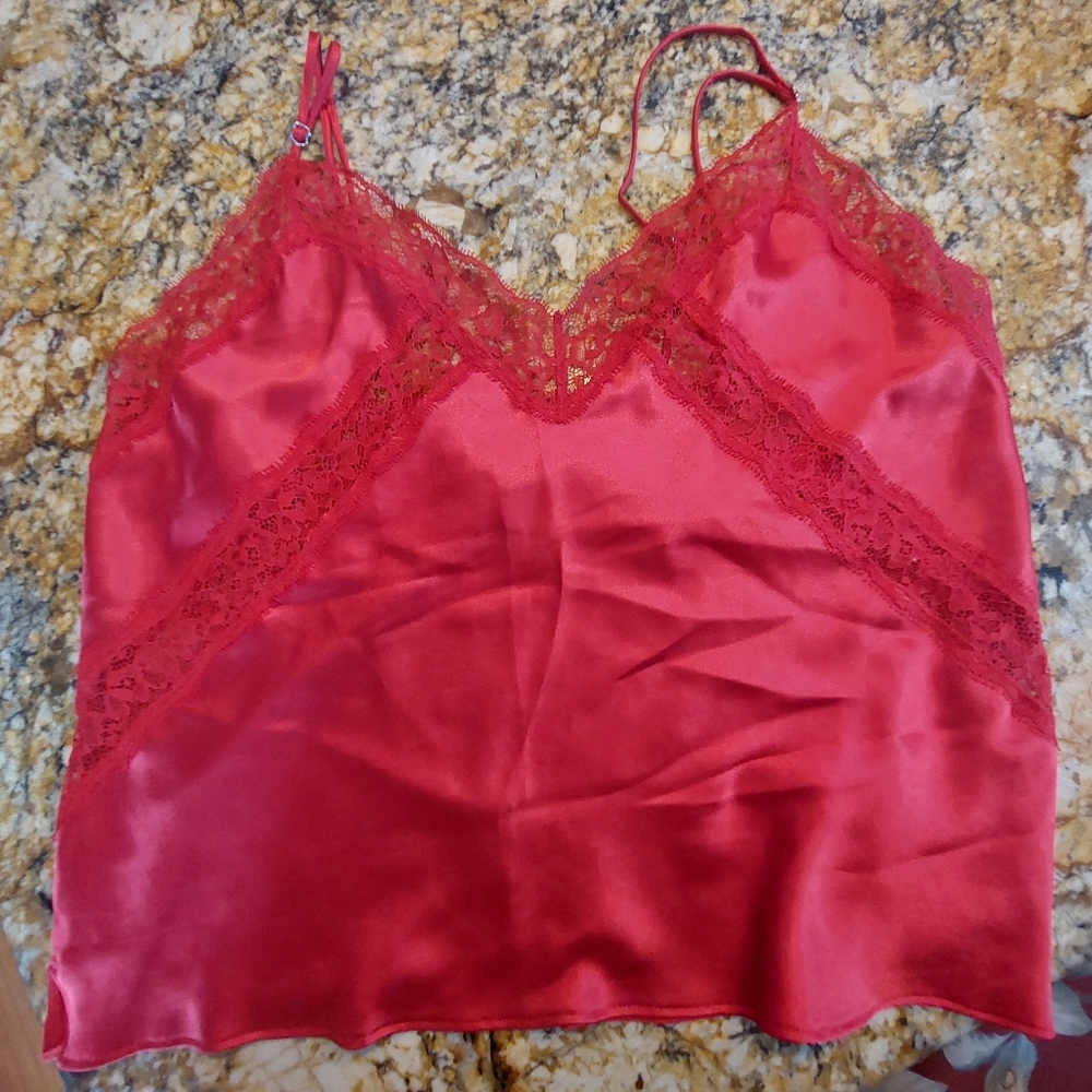 Victoria's Secret satin and lace luxe cami top flowy silky NWT Large